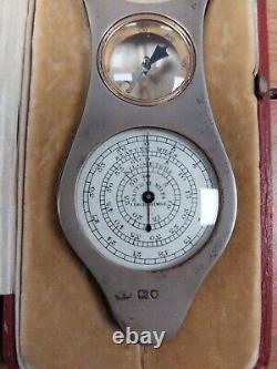Rare Sterling Silver Opisometer Map Wheel Compass & Magnifier In Original Case