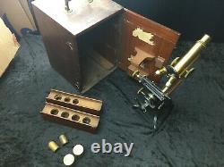Rare antique vintage Henry Crouch brass military microscope crows broad arrow