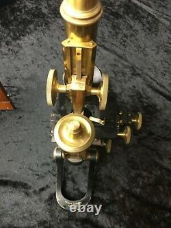 Rare antique vintage Henry Crouch brass military microscope crows broad arrow
