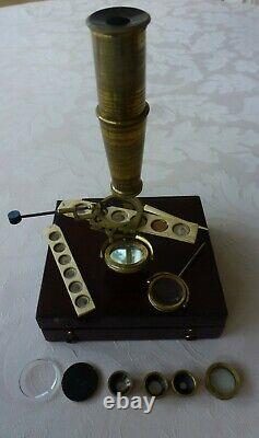 SIGNED CARY-GOULD TYPE COMPOUND & SIMPLE MICROSCOPE c1830