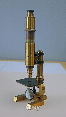 Seibert & Krafft Antique Brass Parallel Linkage C-pillar Microscope Circa 1875