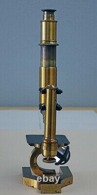 Seibert & Krafft Antique Brass Parallel Linkage C-pillar Microscope Circa 1875