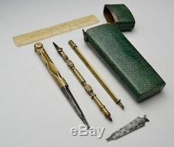 Shagreen Cased Drawing Instruments By Dollond, London circa 1790