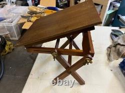 Small Adjustable Height & Angle Hardwood and Brass Quality Table Vintage
