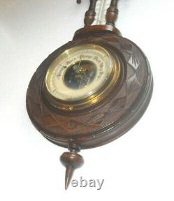 Stunning Antique Victorian Gothic Teardrop Ornate Carved Mahogany Barometer