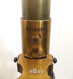 Superb Antique Seibert Brass Microscope with All Lenses in Original Box c. 1880
