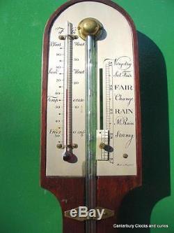 Superb English Vintage Mahogany Stick Barometer