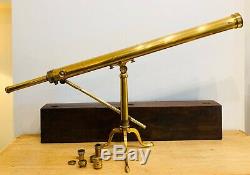 Superb Large Antique Dollond 3 inch Brass Library Telescope on Tripod with Box