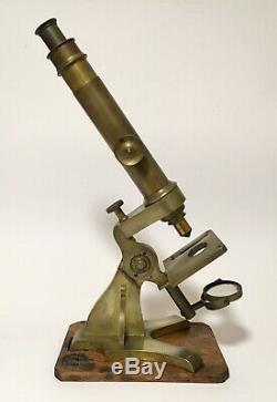 Superb Large Antique Victorian Brass Microscope & Lenses Woolley Sons Manchester