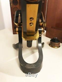 Swift & Son London Antique Microscope in fitted mahogany case 19th Century