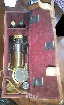 Swift & Sons no. 465 compound Field Microscope in Leather Case circa 1890