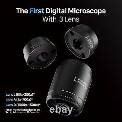 TOMLOV 10 LCD Digital Microscope with Screen HDMI Microscope Soldering 3 Lens