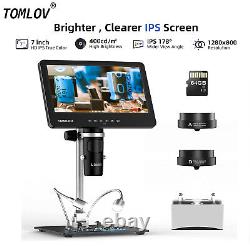TOMLOV Digital Microscope HDMI LCD Microscope Soldering with Screen 7 IPS 64GB