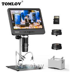 TOMLOV LCD Digital Microscope IPS Screen Soldering HDMI Microscope w Triple Lens