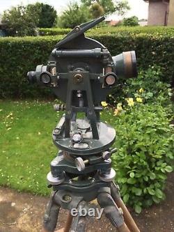 Theodolite and Tripod, Surveyors Hilger Watts Surveying Instrument. Antique 1960