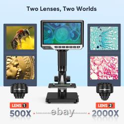 USB Microscope Digital Elikliv 7INCH LCD 2000X 12MP Industrial Microscope Camera