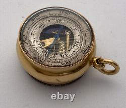 V Rare Antique 18k Pocket Barometer & Compass Beautiful Case