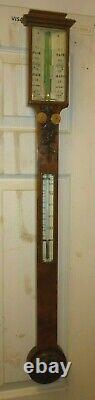 Very Nice 19th Century Walnut Stick Barometer Good Working Order NO POSTAGE