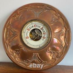 Very Rare Large 19th C Copper Surround Art Nouveau Aneroid Barometer