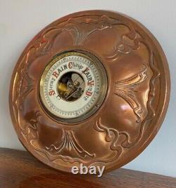 Very Rare Large 19th C Copper Surround Art Nouveau Aneroid Barometer