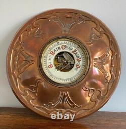 Very Rare Large 19th C Copper Surround Art Nouveau Aneroid Barometer