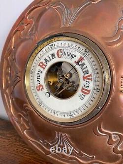 Very Rare Large 19th C Copper Surround Art Nouveau Aneroid Barometer