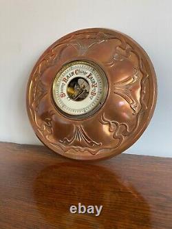 Very Rare Large 19th C Copper Surround Art Nouveau Aneroid Barometer