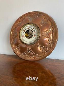 Very Rare Large 19th C Copper Surround Art Nouveau Aneroid Barometer