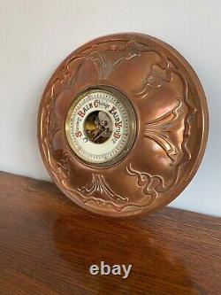 Very Rare Large 19th C Copper Surround Art Nouveau Aneroid Barometer