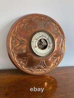 Very Rare Large 19th C Copper Surround Art Nouveau Aneroid Barometer