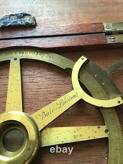 Very Rare William IV brass Protractor In Mahogany Case By BATE London