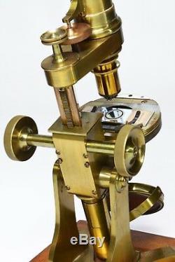 Very large antique compound microscope, Baker of London, circa 1860