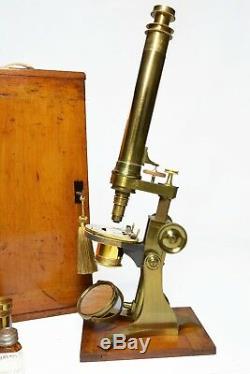 Very large antique compound microscope, Baker of London, circa 1860