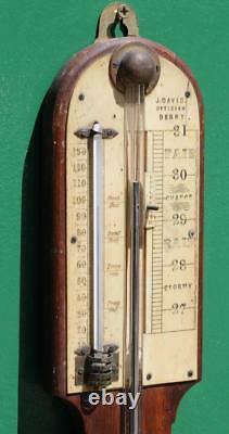Victorian Antique English Mahogany J Davis Stick Barometer