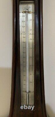 Victorian Antique Mahogany Wall Barometer By J. Poole London Circa 1875