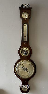 Victorian Barometer In Rosewood Case, Convex Glass, Silvered Dials