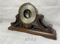 Victorian Brass Aneroid Barometer By Carpenter & Westley. Carved Oak Stand