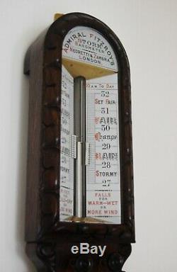 Victorian Carved Oak Admiral Fitzroys Storm Barometer By Negretti & Zambra