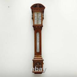 Victorian Golden Oak Stick Barometer By Wood Late Abraham Of Liverpool