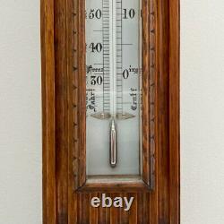 Victorian Golden Oak Stick Barometer By Wood Late Abraham Of Liverpool