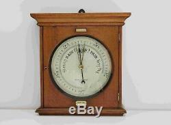 Victorian Public Display Aneroid Barometer In Oak Case By Negretti & Zambra