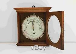 Victorian Public Display Aneroid Barometer In Oak Case By Negretti & Zambra