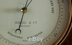 Victorian Walnut Cased Miniature Wheel Barometer By Riddel & Co Belfast