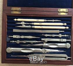 Victorian boxed set of technical drawing instruments by Elliott & Sons