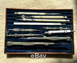 Victorian boxed set of technical drawing instruments by Elliott & Sons