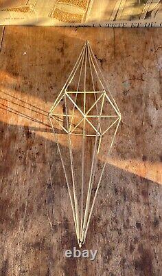 Vintage 1950s geometric crystal shape of hexagonal pyramid metal rods