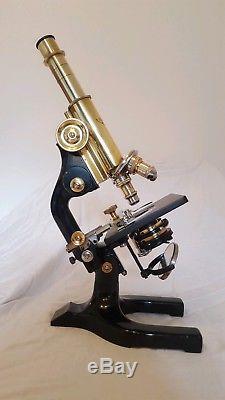 Vintage Antique Microscope with Accessories and Case
