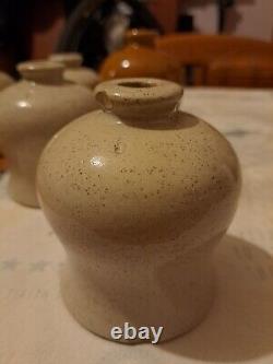 Vintage Apothecary Glazed Stoneware Mercury Jars X6 1900