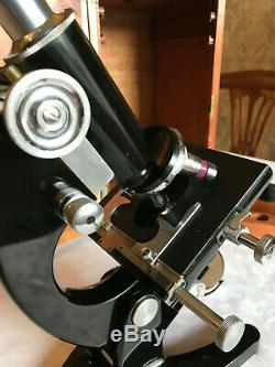 Vintage C. Baker Microscope with Mechanical Stage & Watson Lens, Cased c1950