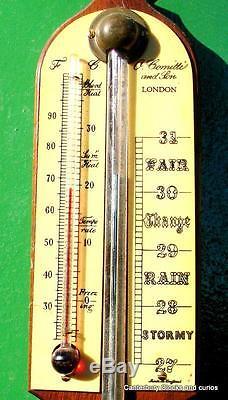 Vintage Comitti & Son London Ivorine Dial Mahogany Stick Barometer